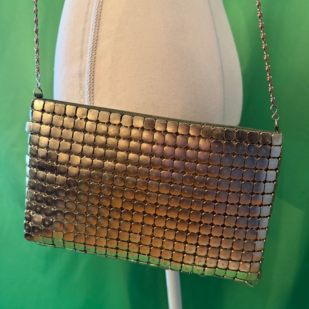 Vintage Gold Aluminum Bag with Chain Strap